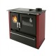 Cucina a Legna Verso CS Plus con forno in acciaio inox e piano cottura in vetroceramica, Rossa, Destra, 7.7kW | Stufe a Legna con Forno | Stufe A Legna |
