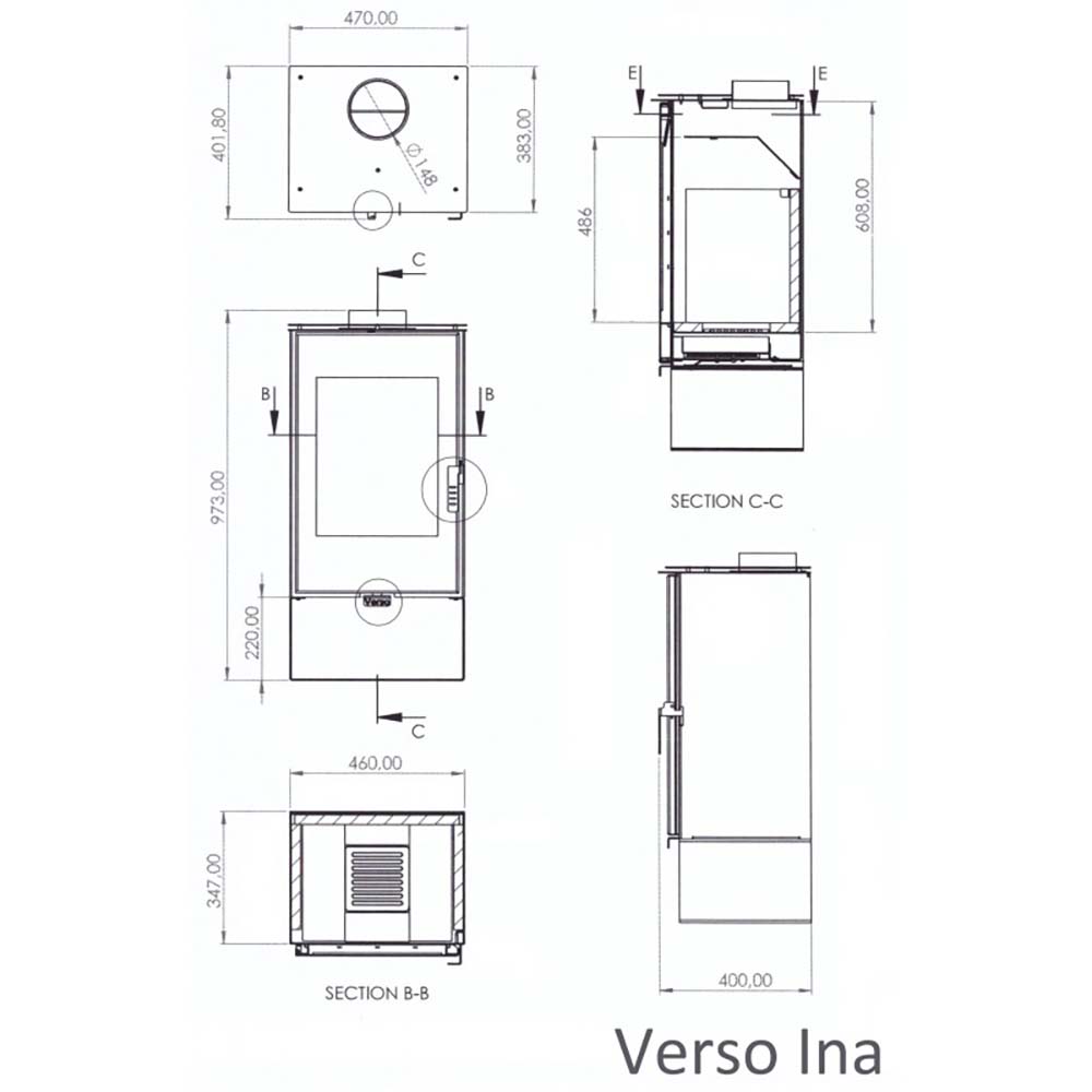 Stufa a Legna Verso Ina, 7.5kW | Stufe a Legna | Stufe A Legna |