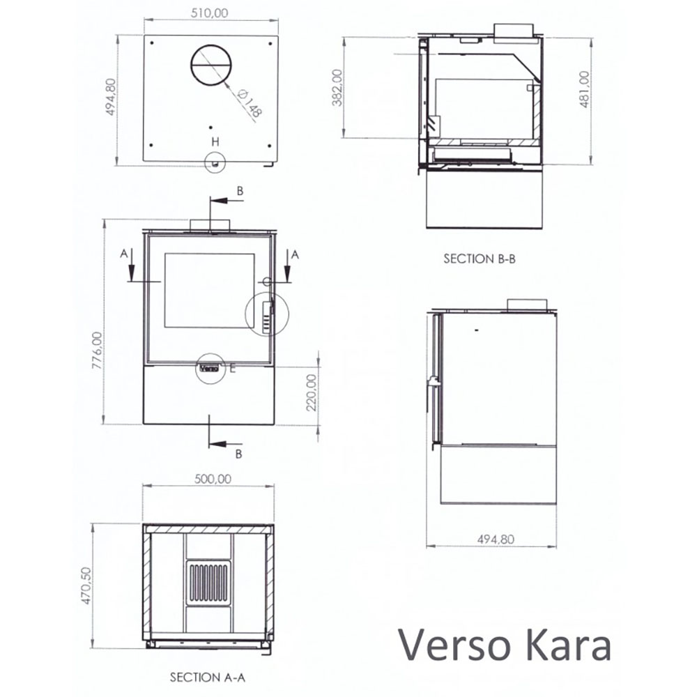 Stufa a Legna Verso Kara, 7.5kW | Stufe a Legna | Stufe A Legna |