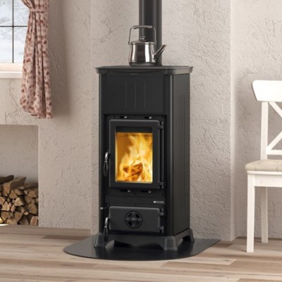 Stufa a Legna italiana con piano cottura La Nordica Emiliana, nera, 6.5kW - La Nordica