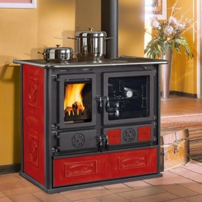 Stufa a Legna con Forno italiana La Nordica Rosa, rossa, 8.8kW - La Nordica