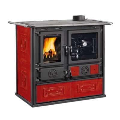 Stufa a Legna con Forno italiana La Nordica Rosa, rossa, 8.8kW - La Nordica