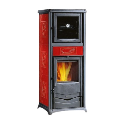 Stufa a Legna con Forno La Nordica Rossella Plus Forno Evo, rossa, 9.4kW - La Nordica
