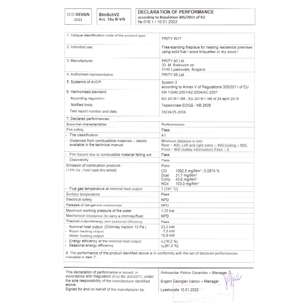 Termostufa a Legna Prity W17, 23.1kW | Termostufe a Legna | Stufe A Legna |