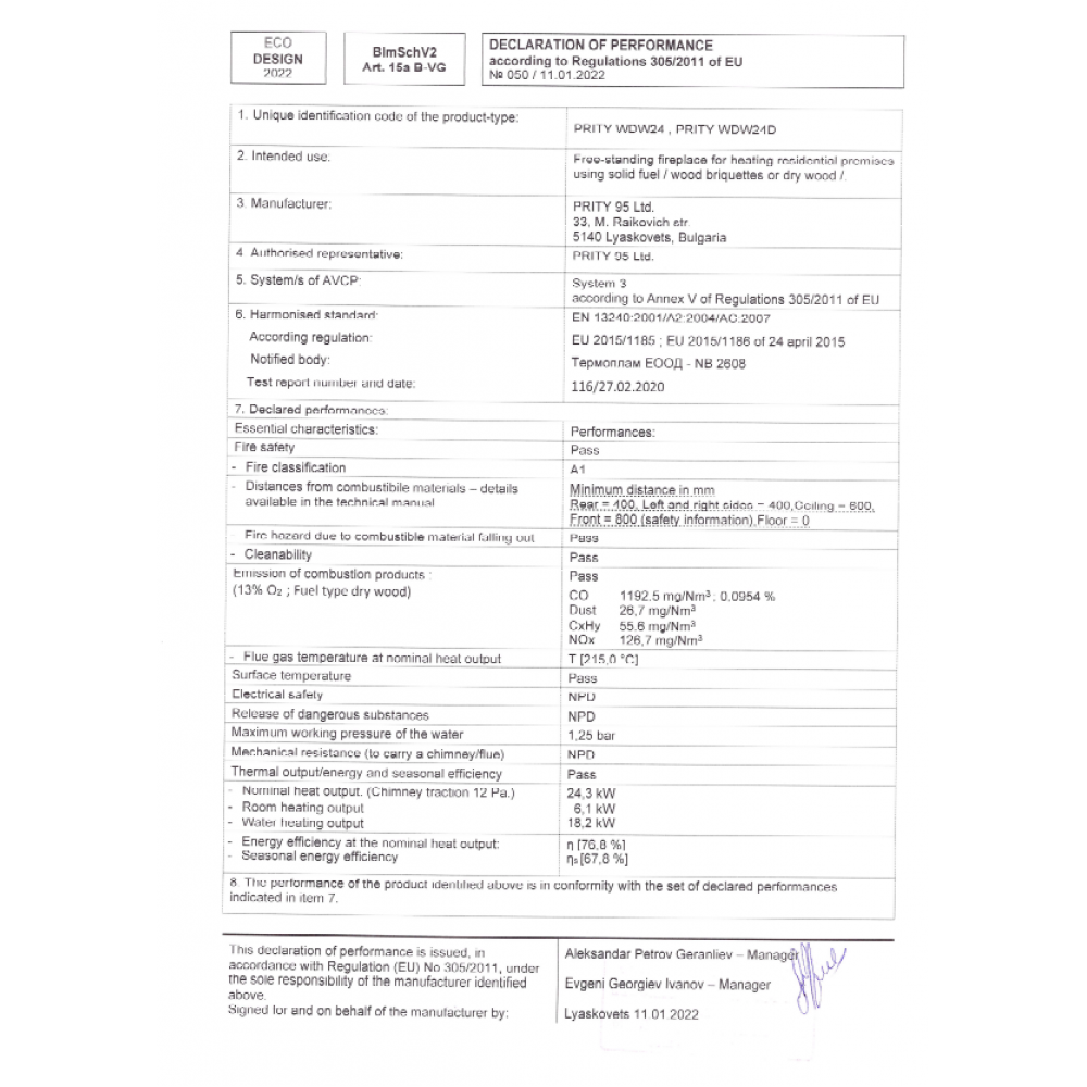 Termostufa a Legna Prity WD W24, 24.3kW | Termostufe a Legna | Stufe A Legna |