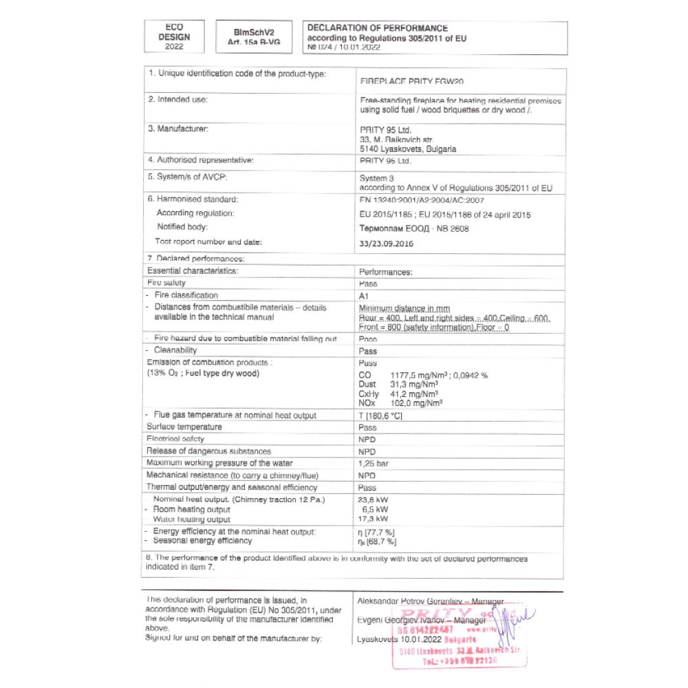 Termostufa a Legna con Forno Prity FG W20, 23.8kW | Termostufe a Legna | Stufe A Legna |
