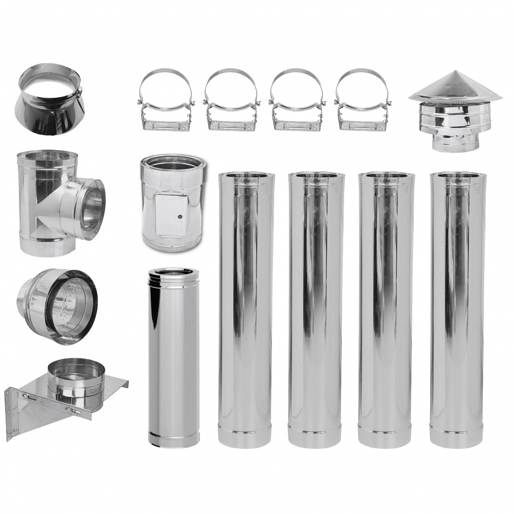 Kit INOX tubi canna fumaria, Isolamento, Ф300 (diametro interno), 5.7m | Comignoli | Camini |