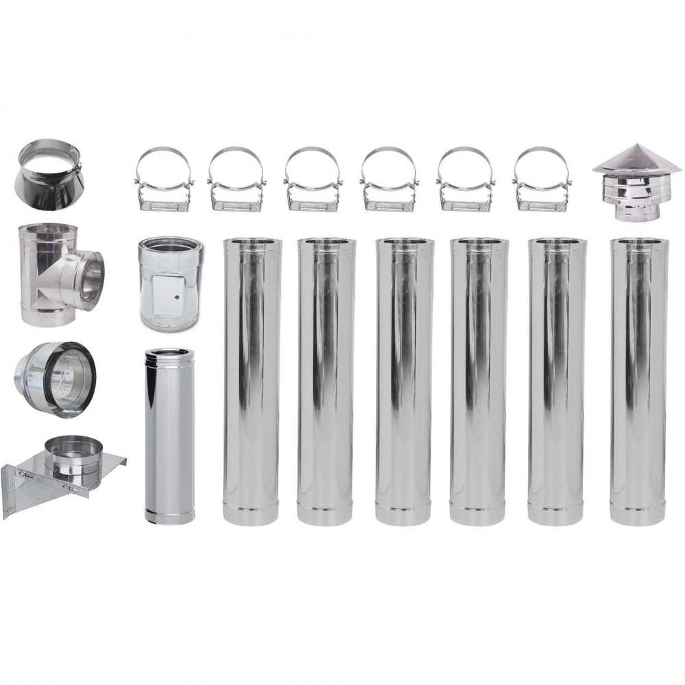 Kit INOX tubi canna fumaria, Isolamento, Ф150 (diametro interno), 7.7m | Comignoli | Camini |