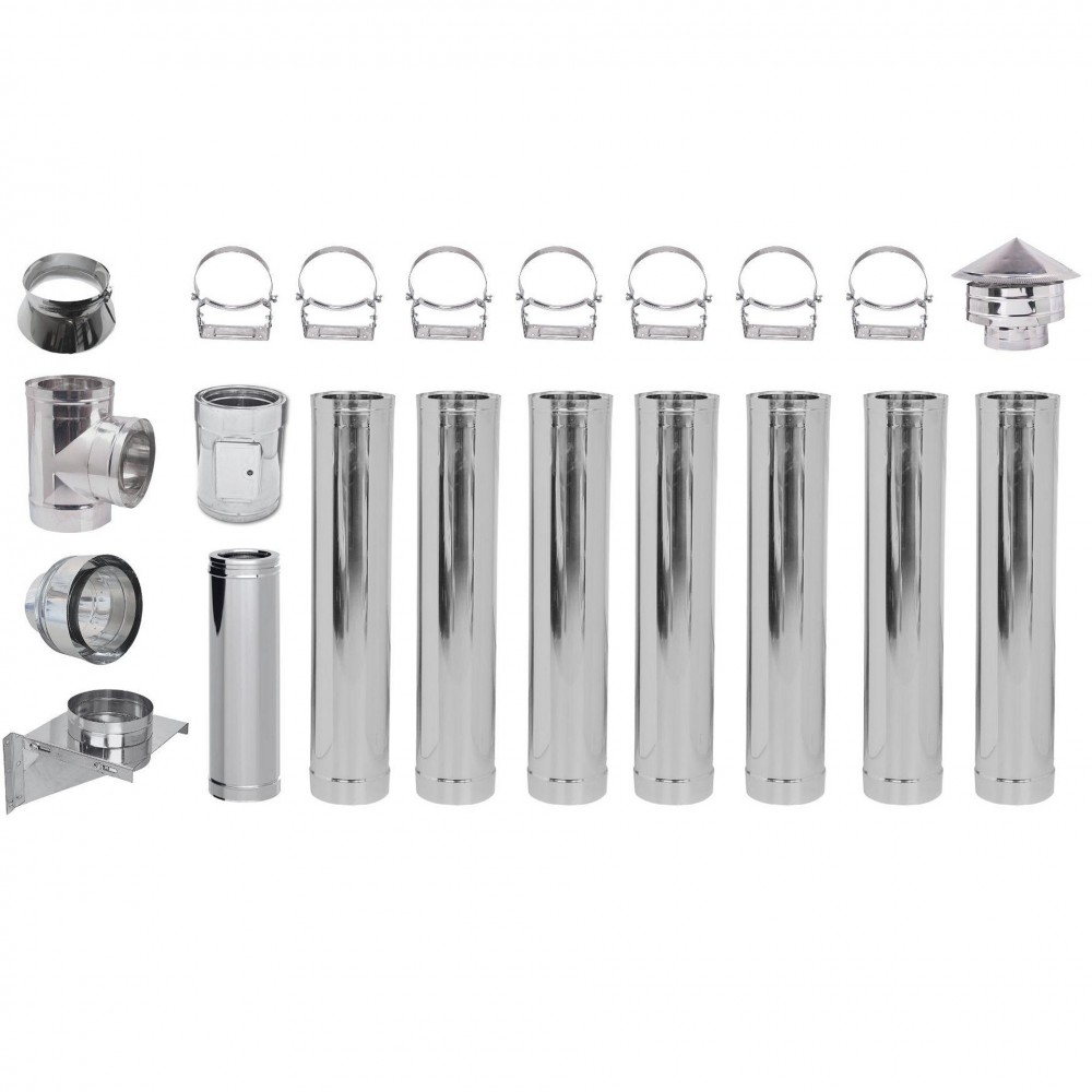 Kit INOX tubi canna fumaria, Isolamento, Ф200 (diametro interno), 8.7m | Comignoli | Camini |