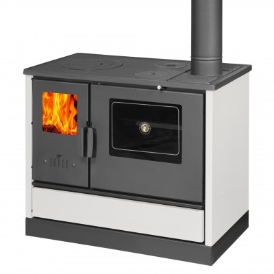 Cucina a Legna Balkan Energy 4020 Bianca, con Piano in Ghisa, 7.9kW - Stufe a Legna con Forno per Cucinare