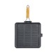 Padella grill in ghisa con manico pieghevole in legno, 28x28 cm | Padella grill in ghisa | Padella in ghisa |