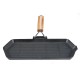 Padella grill in ghisa con manico pieghevole in legno, 35x21 cm | Padella grill in ghisa | Padella in ghisa |