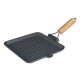 Padella grill in ghisa con manico pieghevole in legno, 28x28 cm | Padella grill in ghisa | Padella in ghisa |