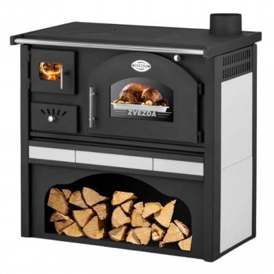 Cucina a Legna Zvezda Classic GFS Ceramica, 5.9kW - Stufe a Legna con Forno per Cucinare