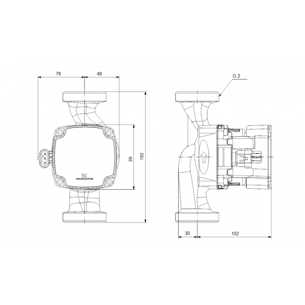 Pompa di circolazione Grundfos ALPHA1 32-60 180, prevalenza 3,06 m, portata 2,28 m³/h, potenza 45 W | Pompe di Ricircolo | Pompe dell acqua |