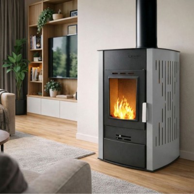 Termostufa a Legna Velmora Fire ATS HYDRO grigio, 25kW - Termostufe a Legna per Termosifoni