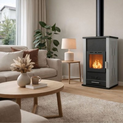 Termostufa a Legna Velmora Fire ATS HYDRO grigio, 33kW - Termostufe a Legna per Termosifoni