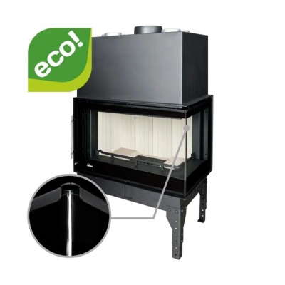 Camini a legna UNIFLAM 760 EVO PBS con condotti d'aria e alimentazione d'aria, vetro curvo, lato destro, 10 kW - Camini a legna