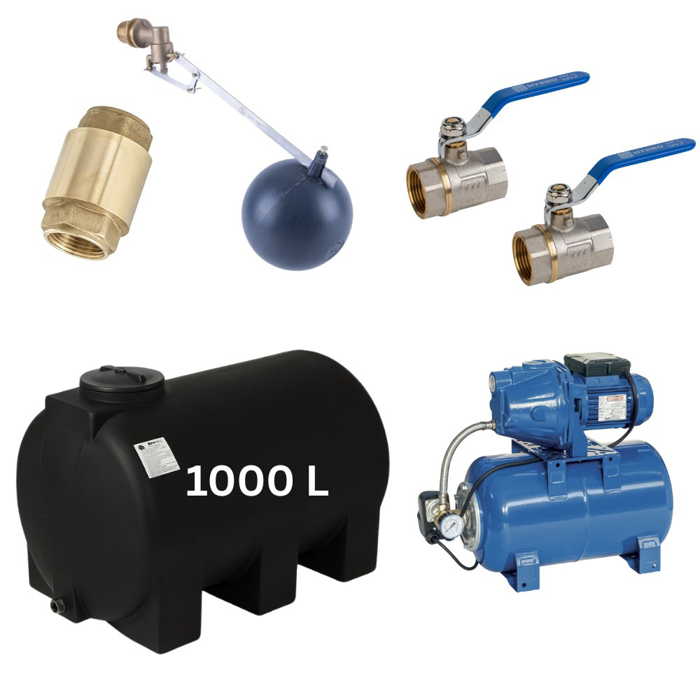 Kit „Acqua potabile 1500L“ con serbatoio Mavil (nero, orizzontale) e pompa autoadescante Speroni | Serbatoi per acqua potabile |  |