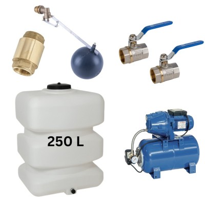 Kit „Acqua potabile 250L“ con serbatoio Mavil (bianco, rettangolare) e pompa autoadescante Speroni - Serbatoi per acqua potabile