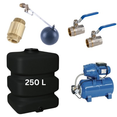 Kit „Acqua potabile 250L“ con serbatoio Mavil (nero, rettangolare) e pompa autoadescante Speroni - Serbatoi per acqua potabile