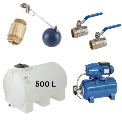 Kit „Acqua potabile 500L“ con serbatoio Mavil (bianco, orizzontale) e pompa autoadescante Speroni - Serbatoi per acqua potabile