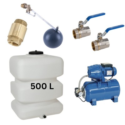 Kit „Acqua potabile 500L“ con serbatoio Mavil (bianco, rettangolare) e pompa autoadescante Speroni - Serbatoi per acqua potabile