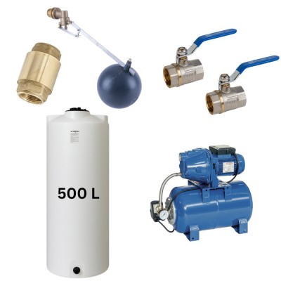 Kit „Acqua potabile 500L“ con serbatoio Mavil (bianco, cilindrico) e pompa autoadescante Speroni - Serbatoi per acqua potabile