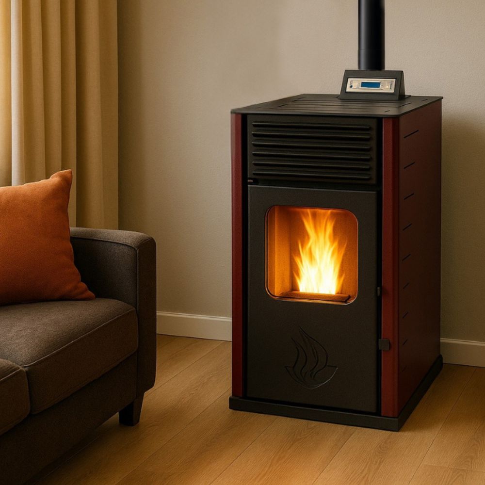 Stufa a Pellet Mytherm Angela TA 40 rossa, 40kW | Stufe a Pellet ad Aria | Stufe a Pellet |