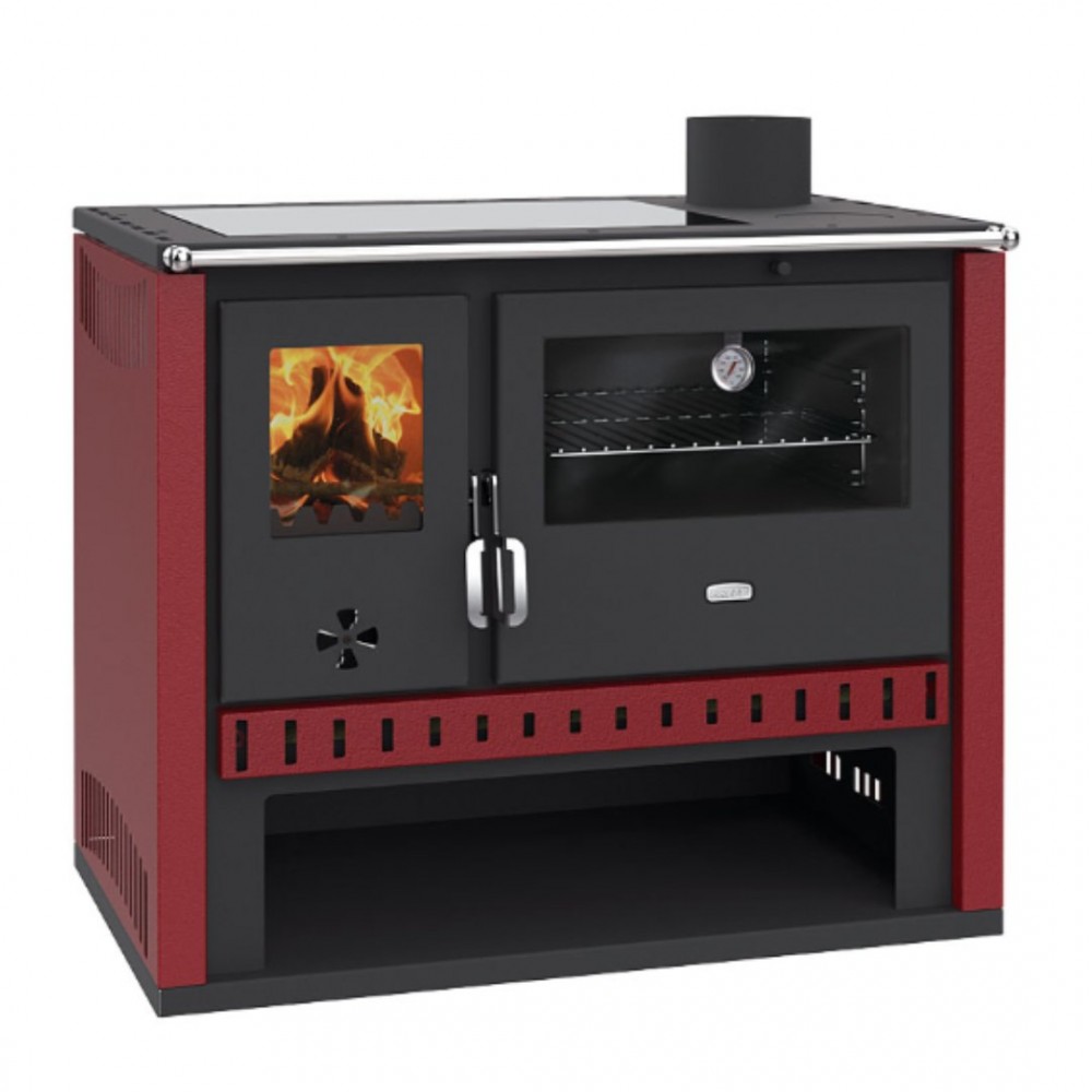 Cucina a legna Prity GT Rosso, con piano cottura in vetroceramica, 15 kW | Stufe a Legna con Forno | Stufe A Legna |