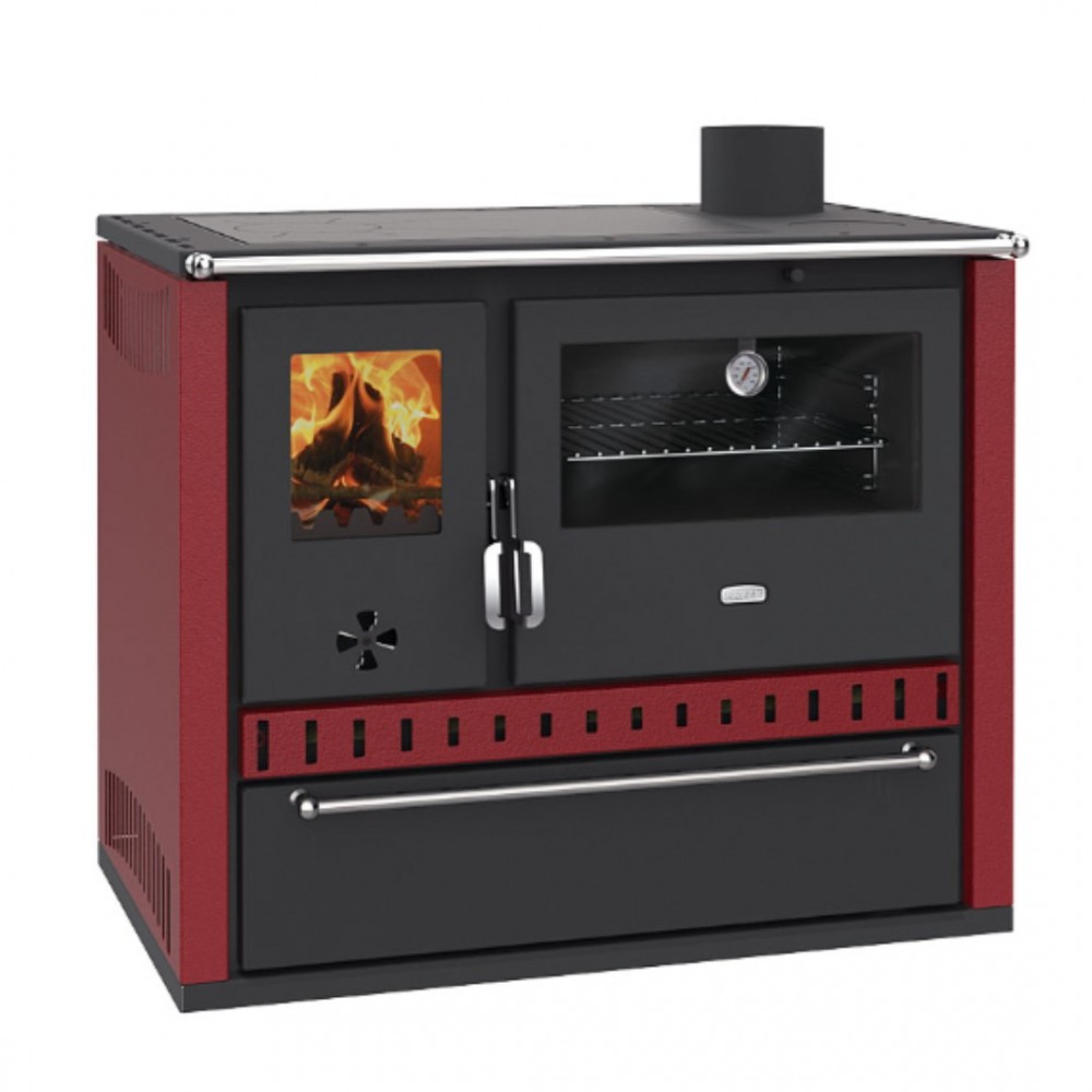 Cucina a Legna Prity GT Rosso, con cassetto, 15 kW | Stufe a Legna con Forno | Stufe A Legna |