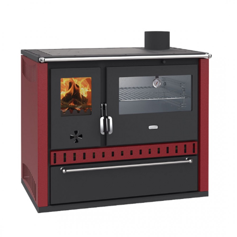 Cucina a legna Prity GT Rosso, con forno in acciaio inox e cassetto, 15 kW | Stufe a Legna con Forno | Stufe A Legna |