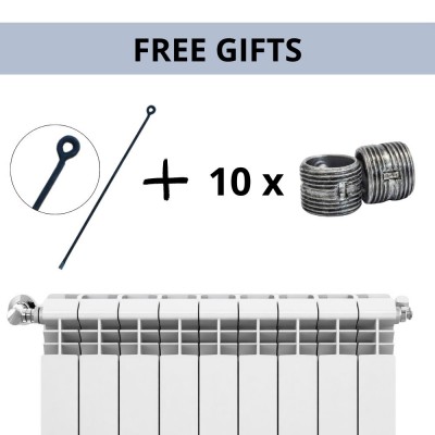 Set completo di radiatori in alluminio Helyos Evo H350, 10 pezzi x 10 sezioni - Radiatori