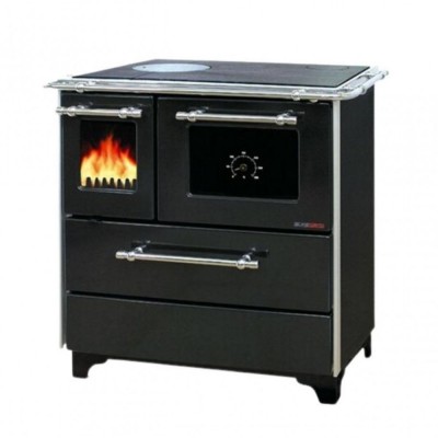 Stufa a Legna con Forno Alfa Plam Donna 70 Antracite-Destra, 5kW - Stufe a Legna con Forno per Cucinare