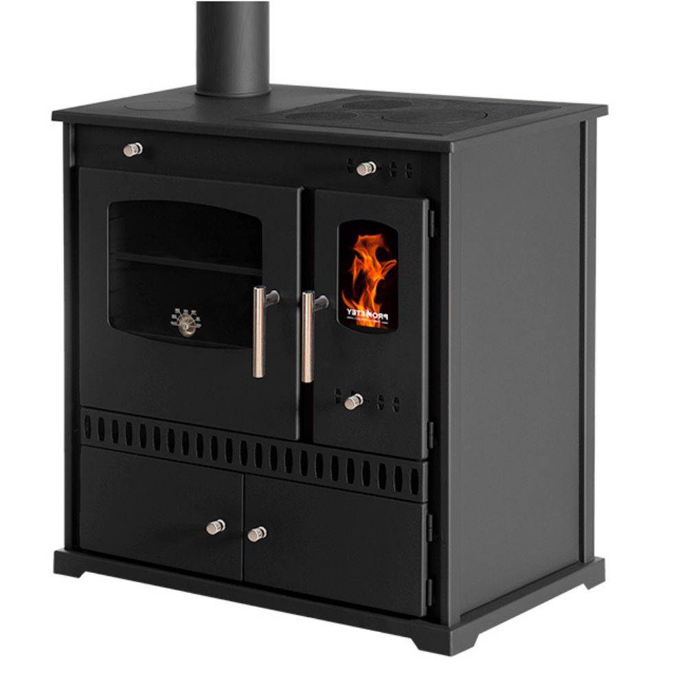 Stufa a legna con forno Prometey Perfect Eco con canna fumaria a sinistra, 7kW | Stufe a Legna con Forno | Stufe A Legna |