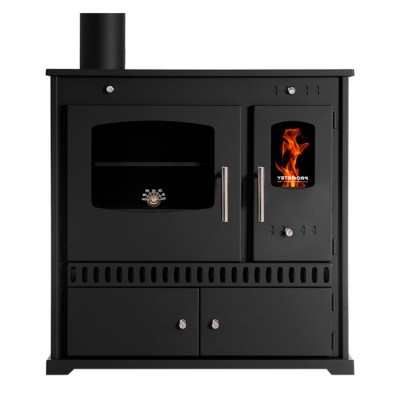 Stufa a legna con forno Prometey Perfect Eco con canna fumaria a sinistra, 7kW - Prometey