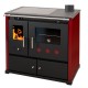 Stufa a legna con forno Prometey Perfect Practik Lux con piano cottura in vetroceramica, canna fumaria a destra, bordeaux, 9.5kW | Stufe a Legna con Forno | Stufe A Legna |