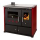 Stufa a legna con forno Prometey Perfect Practik Lux con piano cottura in vetroceramica, scarico a sinistra, bordeaux, 9.5kW | Stufe a Legna con Forno | Stufe A Legna |