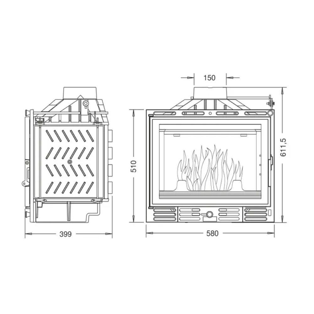 Camini a legna UNIFLAM 600 PLUS ECO con serranda, 8 kW | Inserti Camini | Camini a legna |