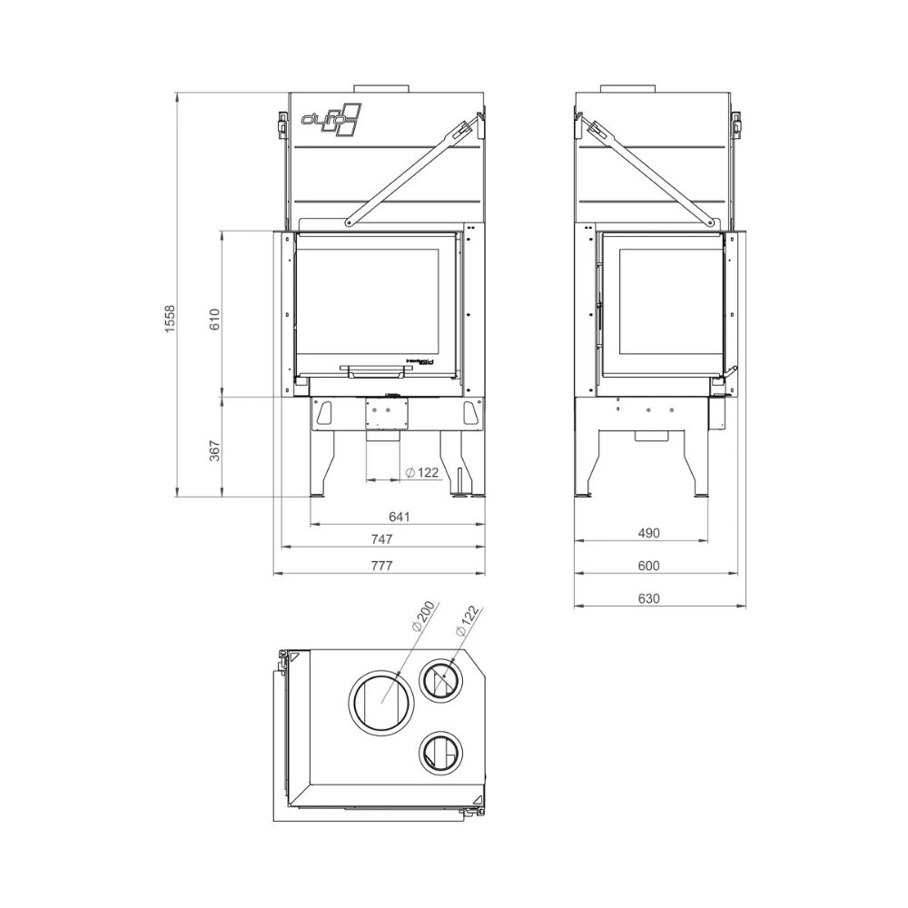 Camini a legna UNIFLAM 660 DURO con condotti d'aria e alimentazione d'aria, lato sinistro, 10,25 kW | Inserti Camini | Camini a legna |