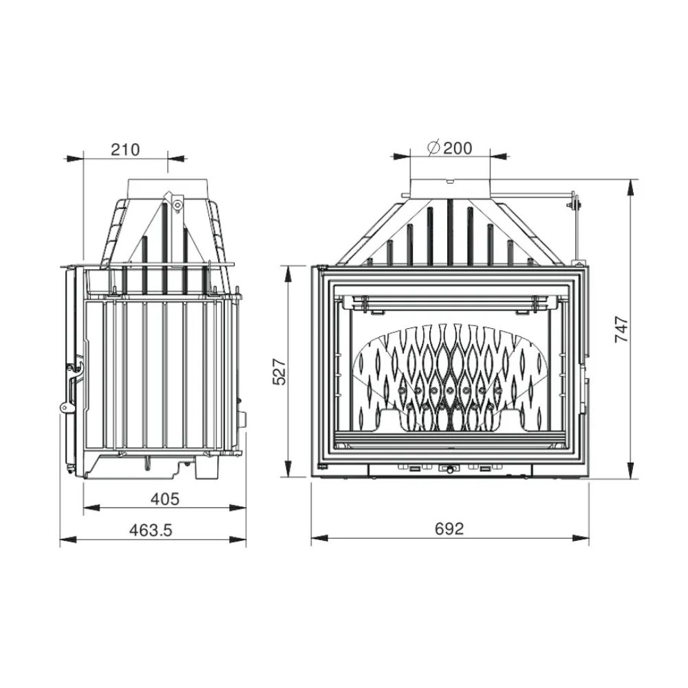 Camini a legna UNIFLAM 700 LUX ECO con serranda, 12 kW | Inserti Camini | Camini a legna |