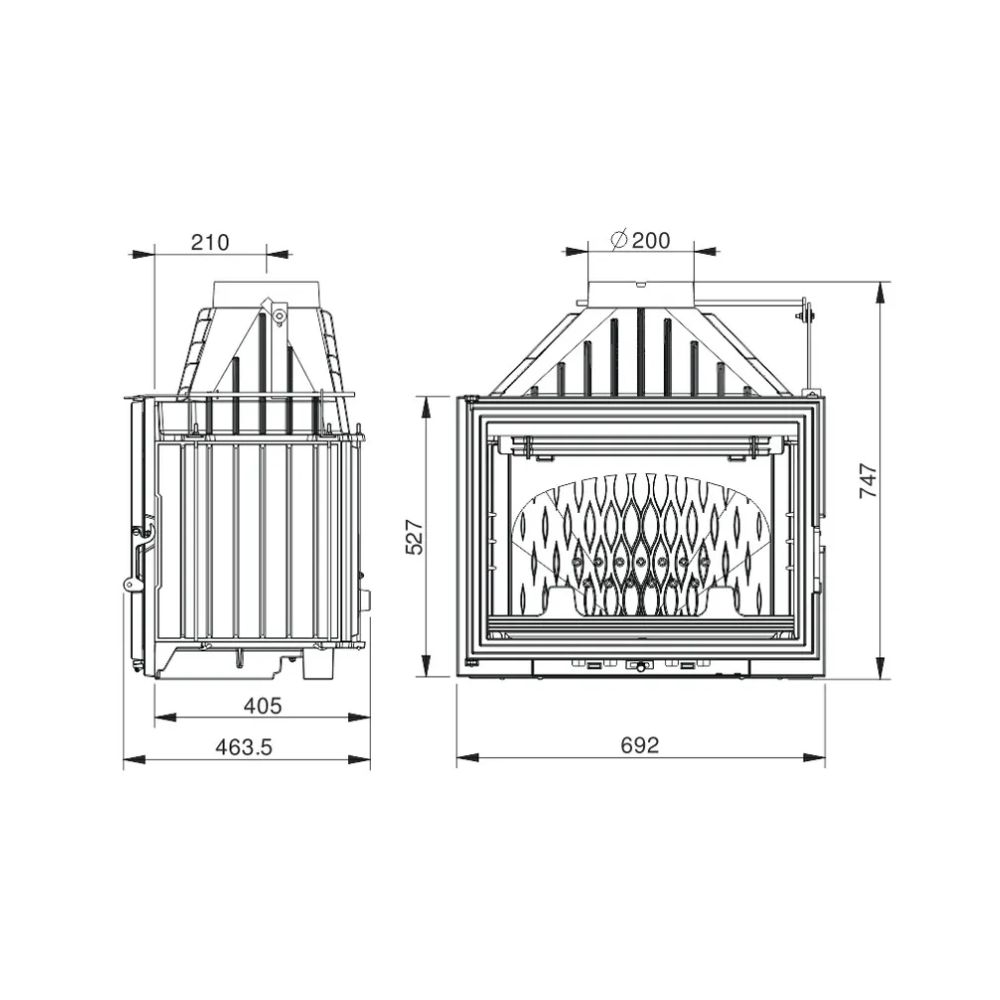 Camini a legna UNIFLAM 700 LUX ECO con serranda e alimentazione d'aria, 12 kW | Inserti Camini | Camini a legna |