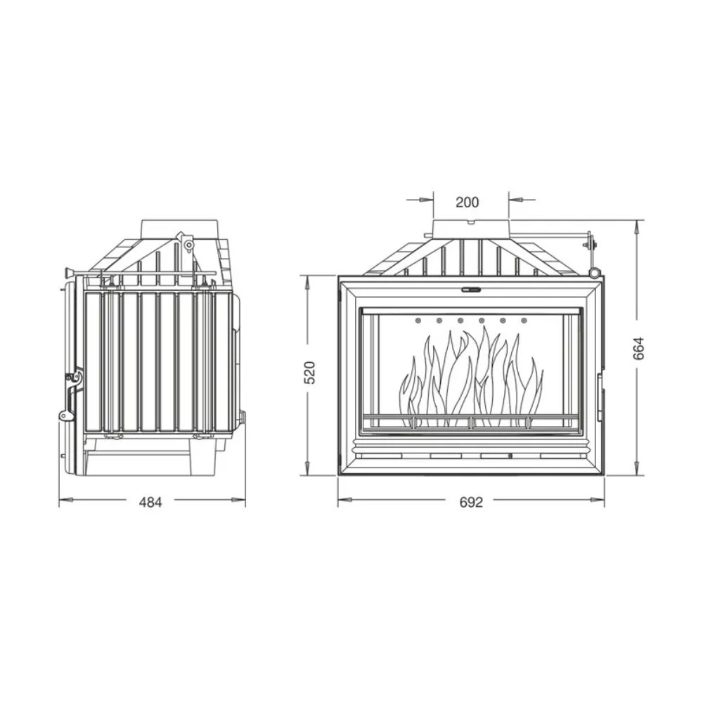 Camini a legna UNIFLAM 700 OPTION ECO con serranda, 10 kW | Inserti Camini | Camini a legna |