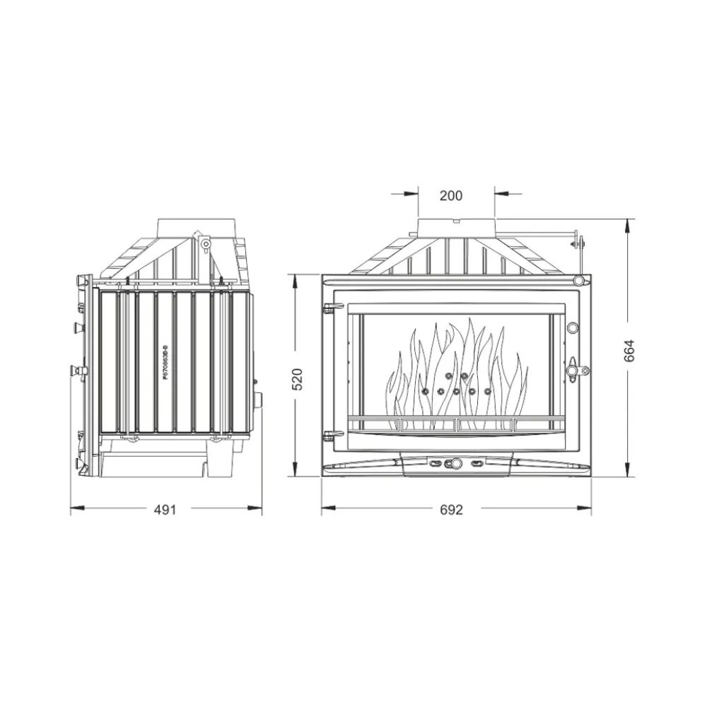 Camini a legna UNIFLAM 700 SELENIC ECO con serranda e alimentazione d'aria, 10 kW | Inserti Camini | Camini a legna |