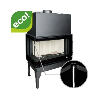 Camini a legna UNIFLAM 760 EVO PBS con condotti d'aria e alimentazione d'aria, vetro curvo, lato sinistro, 10 kW - Camini a legna