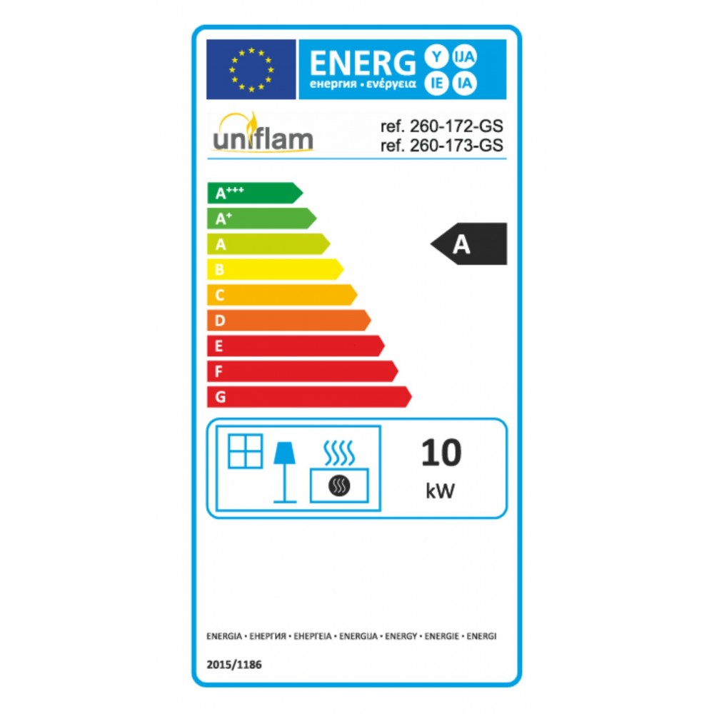 Camini a legna UNIFLAM 760 EVO PBS con condotti d'aria e alimentazione d'aria, vetro curvo, lato sinistro, 10 kW | Inserti Camini | Camini a legna |