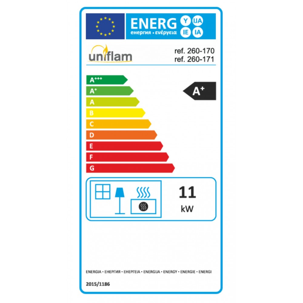 Camini a legna UNIFLAM 760 EVO con porta a sollevamento e alimentazione d'aria, 11 kW | Inserti Camini | Camini a legna |