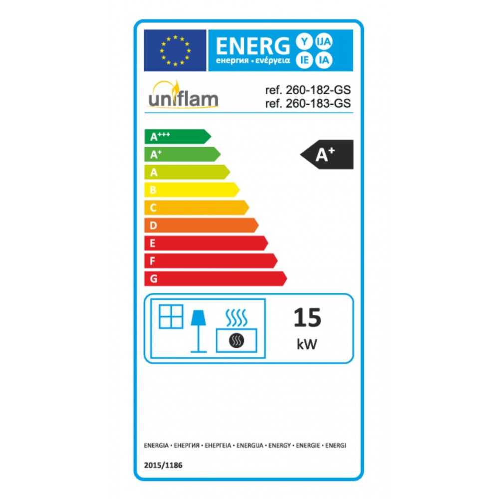 Camini a legna UNIFLAM 860 EVO PBS con condotti d'aria e alimentazione d'aria, lato destro, 15 kW | Inserti Camini | Camini a legna |