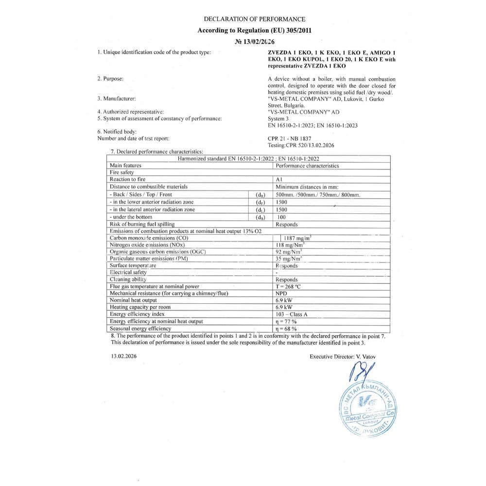 Stufа a Legna Zvezda 1 Eko, 6.9kW | Stufe | Stufe A Legna |