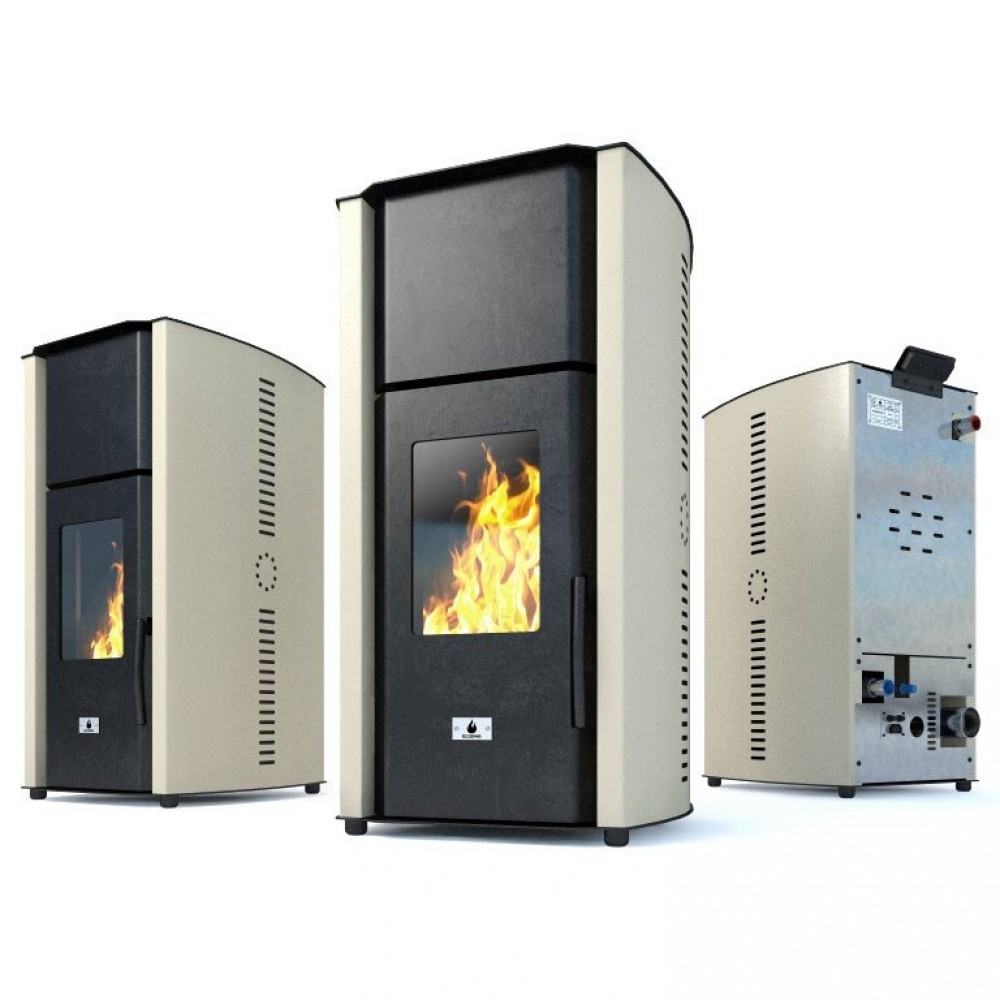 Camina a Pellet con Serbatoio d'Acqua Eco Spar Auriga Ivory, 25kW | Termostufe a Pellet | Stufe a Pellet |